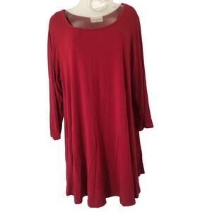 Larry’s Large Red 3/4 Sleeve Scoop Neck Long Knit Swing Top